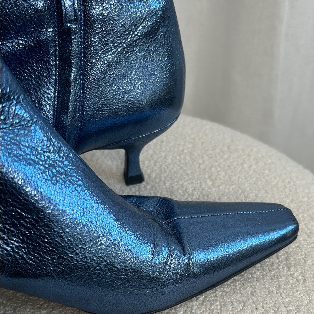 Zara Shimmering Blue Ankle Booties - Picture 4 of 9